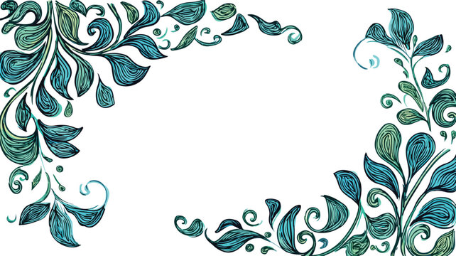 Elegant Vector Cartoon Style Squiggle Frame with Leaf Pattern for Design Projects