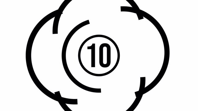 Abstract 15 Second Countdown Timer Motion Graphic. Creative Black Circle Animation with Alpha Channel on White Background (15 to 0).