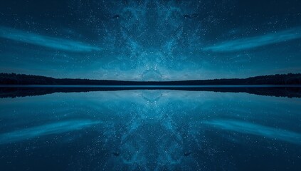 Night sky stars over lake reflection wallpaper background desktop hd nature photography scenic landscape on transparent background