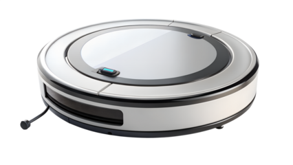 Modern robotic vacuum cleaner isolated on transparent background, a smart appliance for cleaning the house