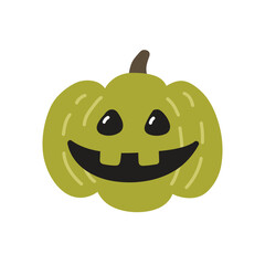 Halloween pumpkin lantern isolated on white background. Vector illustration