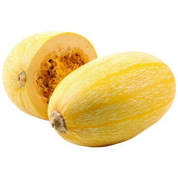 Fresh spaghetti squash whole and halved ready for delicious healthy meal preparation