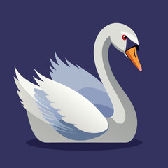 Elegant white swan vector illustration beautiful bird art scalable graphic design silhouette White background