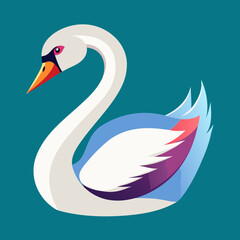 Graceful white swan vector illustration elegant bird icon scalable graphic art for design projects silhouette White background