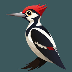 Vibrant vector illustration of a red crested woodpecker bird scalable graphic art silhouette White background