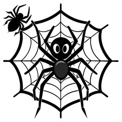 Spooky spider and web halloween vector illustration for scalable decor and icon use silhouette White background