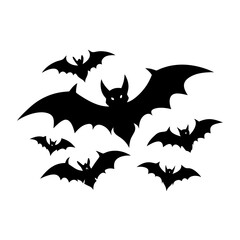 Silhouette vector illustration of flying bats for a halloween themed design scalable graphics silhouette White background