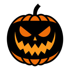 Scary carved halloween pumpkin face vector illustration scalable graphic design for festive occasions silhouette White background