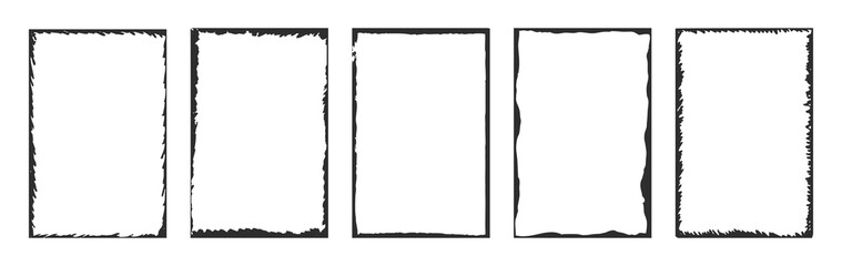 Obraz premium Black hand drawn rectangular marker frames with rough edges