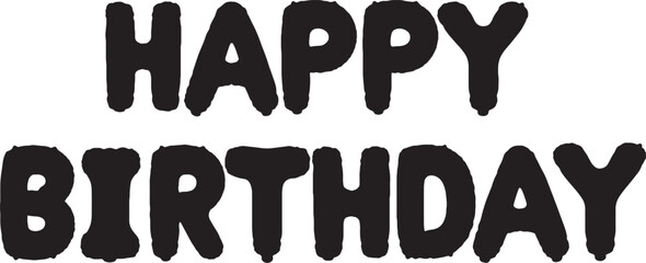 Vector art of happy birthday message spelled with rose gold foil balloons for celebration