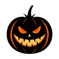 Naklejka premium Scary carved halloween pumpkin face vector illustration scalable graphic design for festive decorations silhouette White background