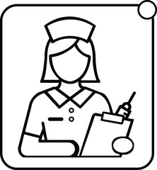 Nurse Line Icon Vector Illustration Minimal Black and White Medical Professional Symbol for Healthcare, Hospital Staff and Medical Services