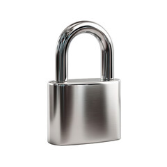 A shiny silver padlock with a brushed metal finish is shown against a plain black background symbolizing security and protection