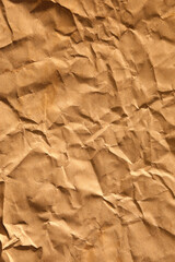 Old brown vertical kraft crumpled paper