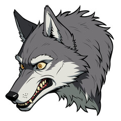 Wolf Head Snarl Anime Cartoon
