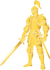 Golden Medieval Warrior Silhouette &mdash; Chivalry and Honor Concept