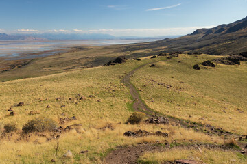 Dooley Knob trail on Antelope Island State Park, Utah