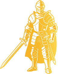Elegant Gold Knight Vector &mdash; Ancient Warrior Illustration