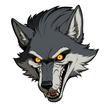 Wolf Head Red Eyes Grin Anime Cartoon