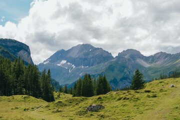 Fototapeta premium Alpine Mountain Landscape in Kandersteg, Bernese Oberland, Switzerland