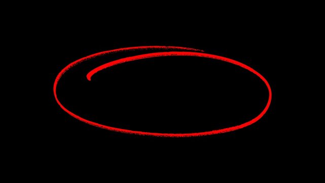 hand-drawn red circle brush stroke highlight marker for presentation, Hand Drawn Oval Highlight Effect, 4k circle animation with alpha channel