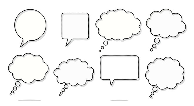 Minimal Black Line Speech and Thought Bubbles