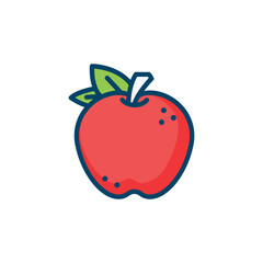 Red apple vector illustration with drops on white background