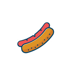Hot dog vector illustration with sausage and bun on white background