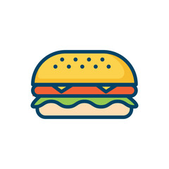 Hamburger on white background vector illustration with bun cheese and lettuceHamburger on white background vector illustration with bun cheese and lettuce