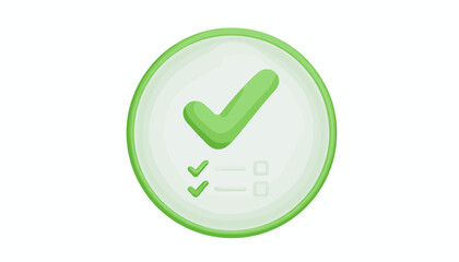 Vivid 3D check mark symbol icon in bright green, representing completion, success, and agreement, set against a clean, transparent background for versatile design applications. This graphic signifies