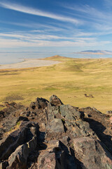 View from Dooley Knob trail on Antelope Island State Park, Utah
