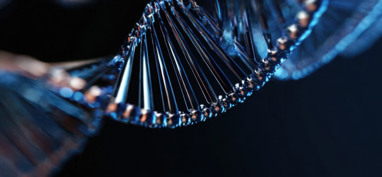 Neon glass spiral wave of transparent lines with blue brown gradient on dark 3d background. Abstract dna structure for science technology design. Futuristic graphic render wallpaper. 3D illustration
M