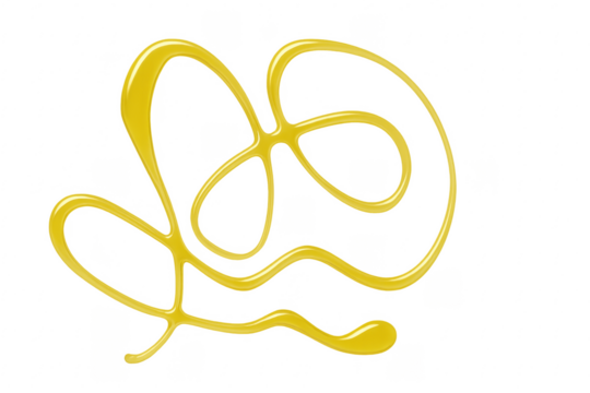 Yellow sweet liquid pouring and creating a decorative swirl shape