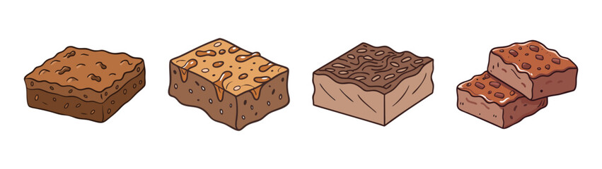 Delicious homemade chocolate fudge brownies dessert food sweet treat baked goods recipe illustration