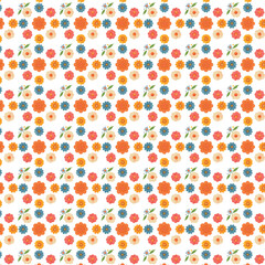 Fresh Abstract Geometric Leaf and Floral Seamless Pattern in Green and Yellow