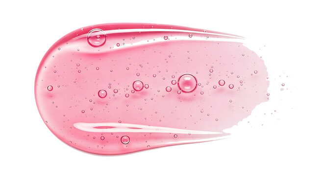 Pink serum oil sample. Cosmetic product swatch isolated on transparent background
