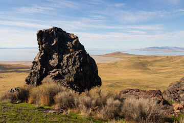View from Dooley knob peak at Antelope Island, Utah
