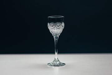 glass of water on black background