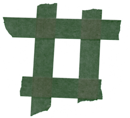 Four green adhesive tape strips forming a square shape, isolated on transparent background. Realistic torn masking tape PNG element, perfect for collage art.