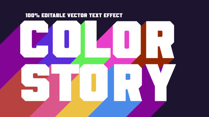 Colorful bold text effect with rainbow style gradient and long shadows for creative design projects vector illustration