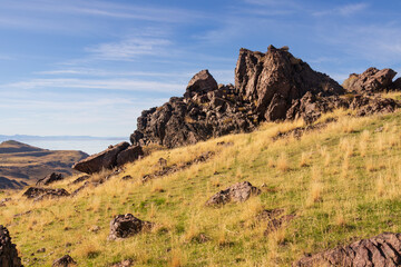 View from Dooley knob peak at Antelope Island, Utah

