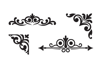 Elegant black ornate decorative flourishes and borders
