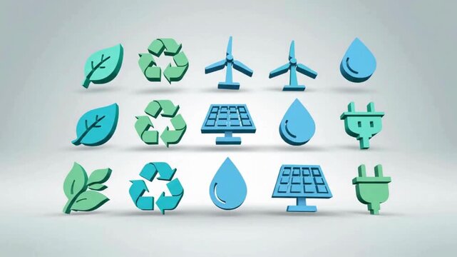Animated vector loop showing sustainability and eco conservation icons in smooth modern motion style