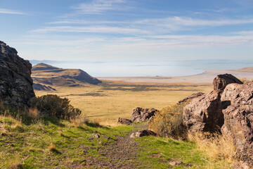 Dooley Knob trail on Antelope Island State Park, Utah