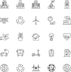 Green City Icon Set – Eco-Friendly Vector Icons for Sustainable Urban Development
