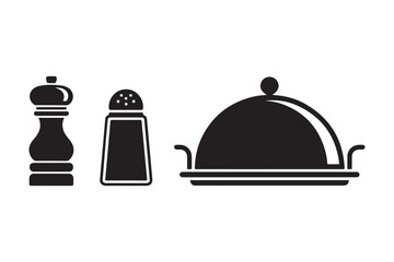 Black silhouette of a cloche and salt and pepper shakers