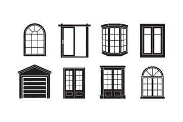 Collection of diverse architectural window and door silhouettes
