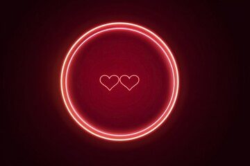 Neon Hearts Glowing in a Dark Circle at a Romantic Event or Celebration