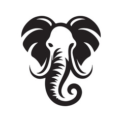 Stylized black and white elephant head tribal tattoo design