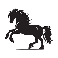 Majestic silhouette of a rearing horse in motion